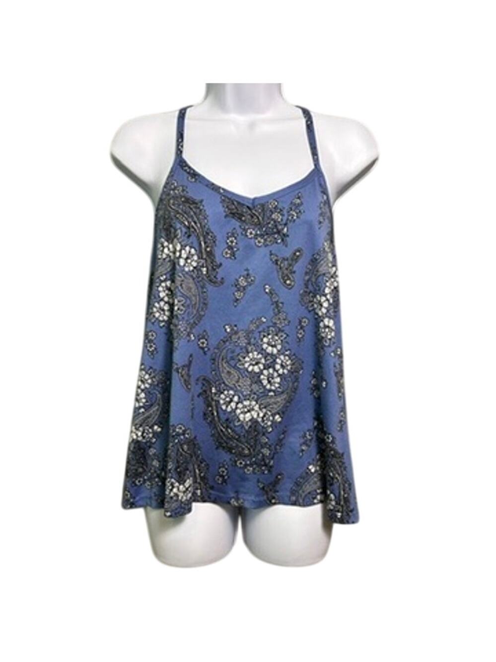 Eyecandy Floral Tank Womens Large Blue Racerback Dainty Bloomcore Feminine Flowy